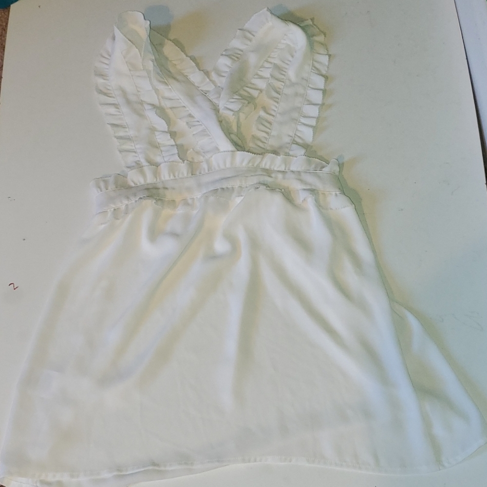J. Crew women's white ruffle strap tank blouse top